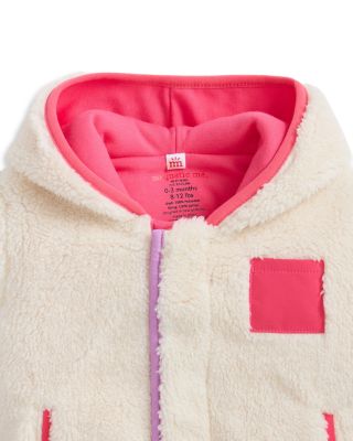Girls' Faux Sherpa Jacket With Stripe Rib - Baby, Little Kid