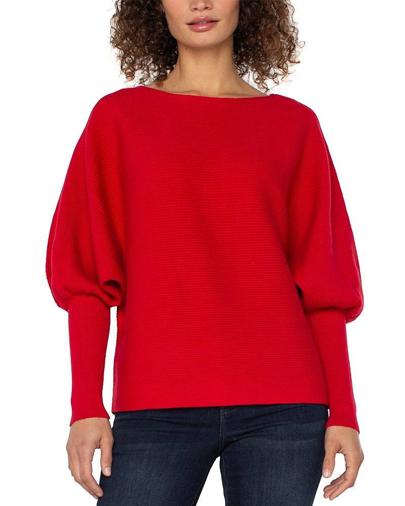 Liverpool Los Angeles Bishop Sleeve Boat Neck Sweater In Red