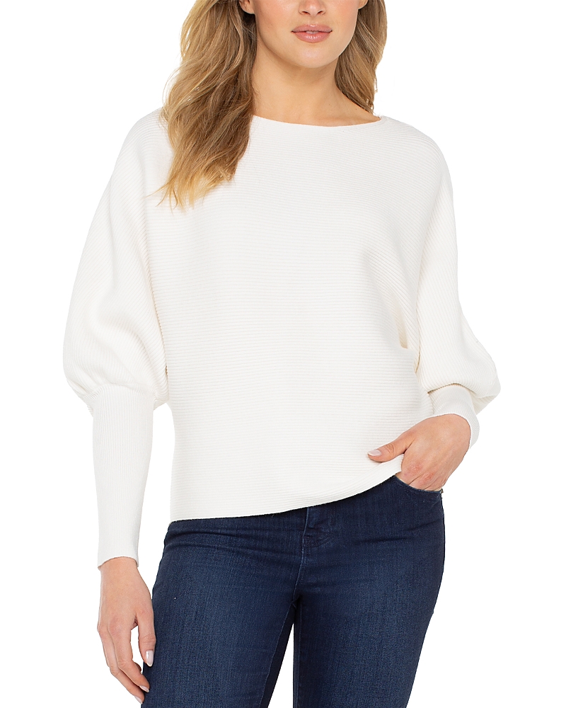 Liverpool Los Angeles Bishop Sleeve Boat Neck Sweater In White