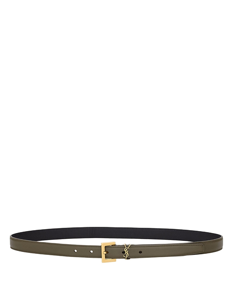 Saint Laurent Cassandre Thin Belt In Smooth Leather