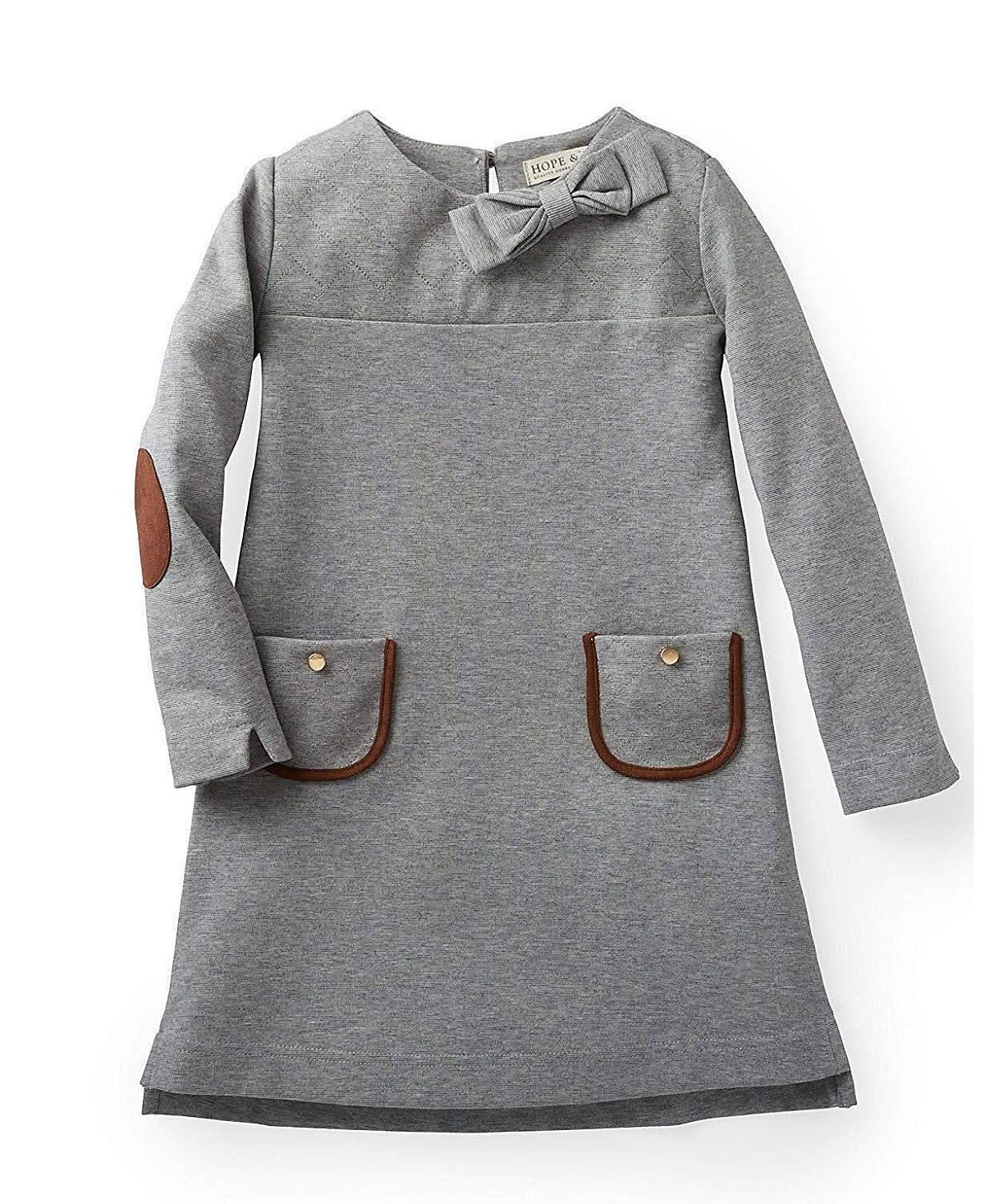 Hope & Henry Girls' Long Sleeve Quilted Ponte Riding Dress - Little Kid, Big Kid