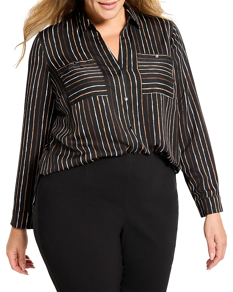 Nic+zoe Plus Mini Painted Stripe Shirt In Multi