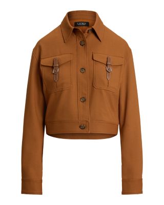 Buckle Trim Serge Cropped Jacket