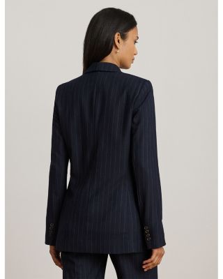 Double Breasted Pinstripe Twill Blazer
