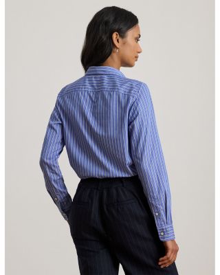 Classic Fit Striped Tie Neck Shirt