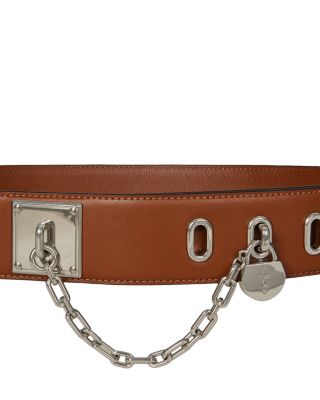 Leather Chain Padlock Wide Belt