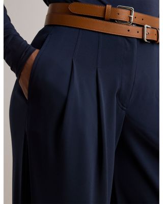 Pleated Stretch Jersey Wide-Leg Pant