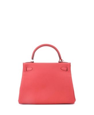 Kelly 28 Handbag Red Clemence with Palladium Hardware