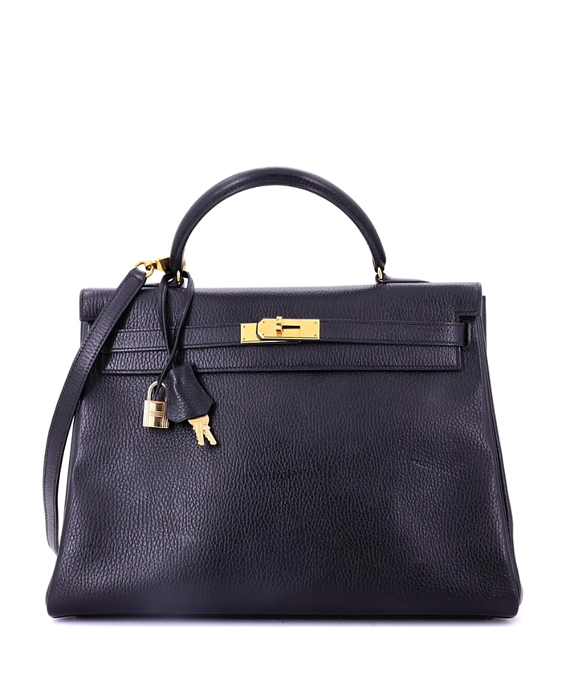 Pre-owned Pre-owned Hermes Hermes Kelly 35 Handbag Black Ardennes With Gold Hardware