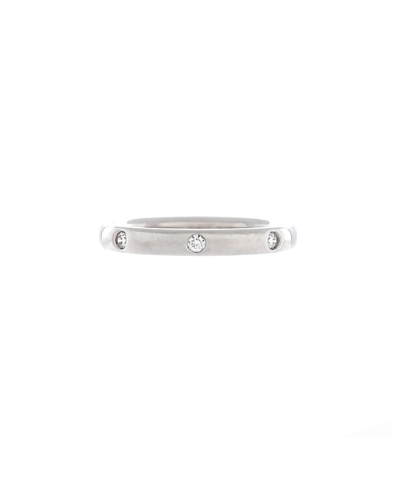 Pre-owned Pre-owned Van Cleef & Arpels Van Cleef & Arpels 2.5mm Tendrement Etoiles Wedding Band Ring Platinum With 3 Diamonds In Silver