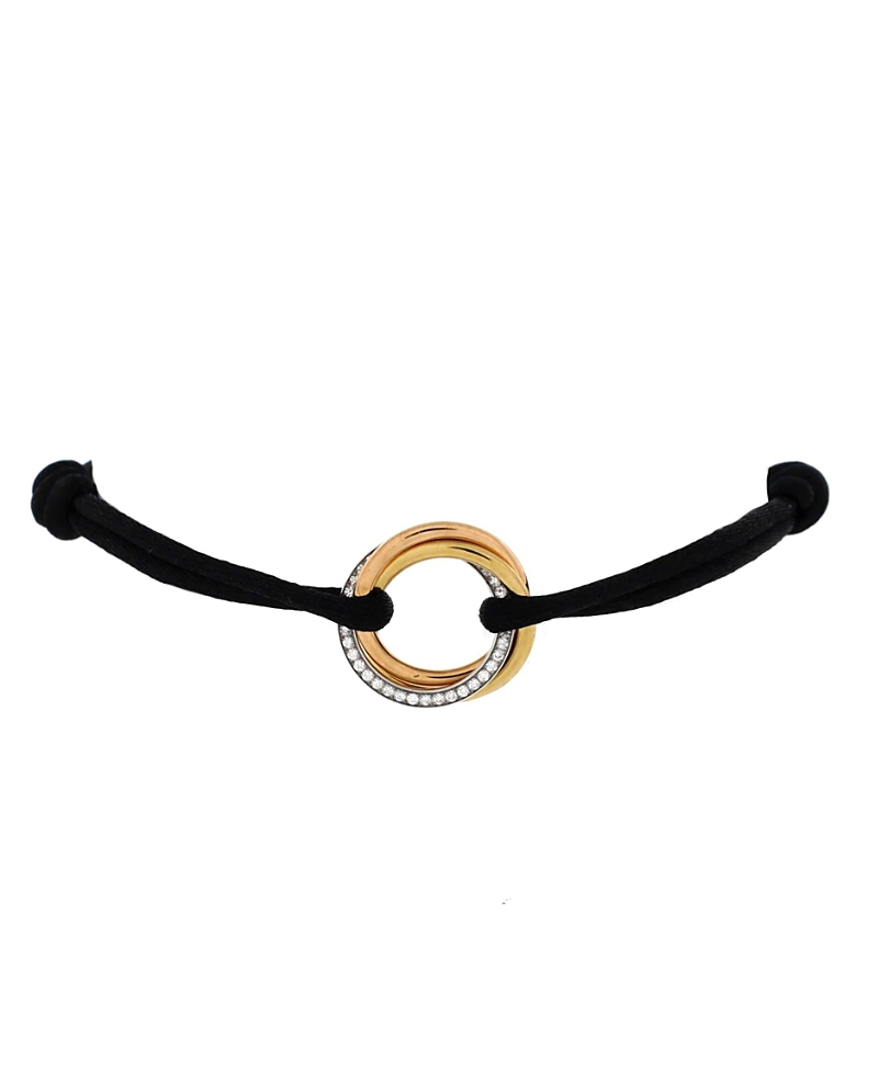 Pre-owned Pre-owned Cartier Cartier Trinity On Cord Bracelet Silk Cord With 18k Tricolor Gold And Diamonds