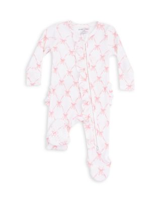 Girls' Ribbon Bow Trellis Ruffle Zipper Footie - Baby