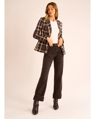 High Rise Cuffed Wide Leg Jeans in Rich Black