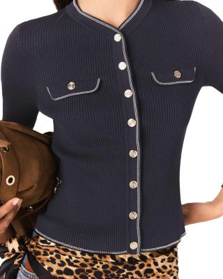 Ribbed Knit Cardigan Sweater