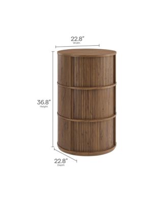  Clement Round Pedestal Stand Storage Table with Sliding Tambour Doors