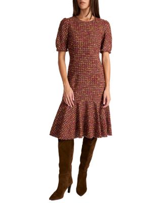 Dasia Sheath Tweed Dress with Puff Sleeves