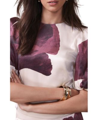  Women's Floral Print Short Sleeve Top