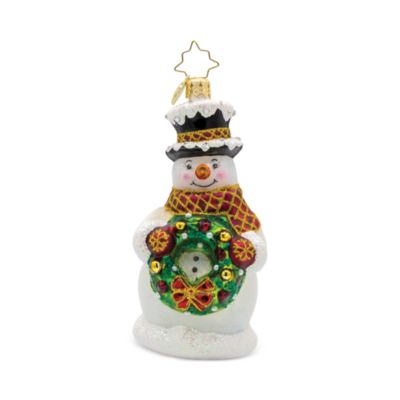 Merry Mittens Glass Snowman Ornament