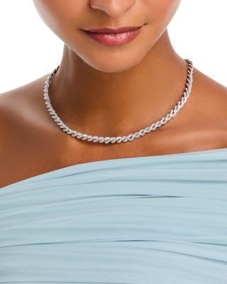 Luxe Collection Diamond Micro-Pav&eacute; Channel Tennis Necklace in 14K White Gold, 5.0 tcw