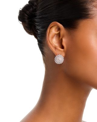 Diamond Gradient Cluster Circle  Stud Earrings in 14K White Gold, 3.0 tcw