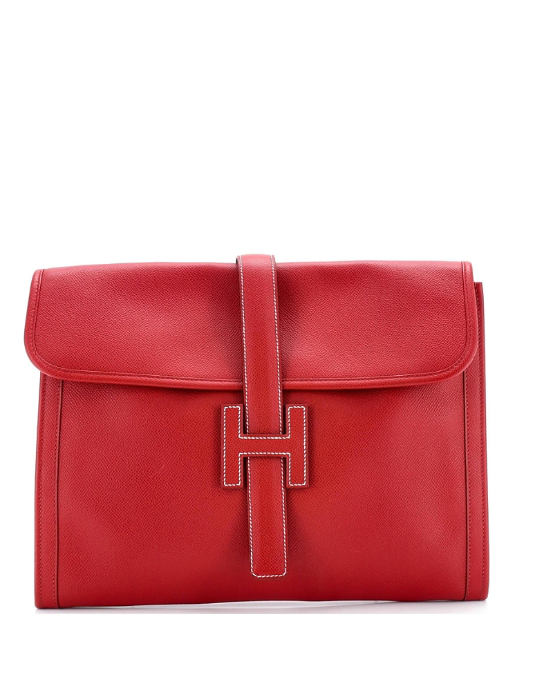 Pre-owned Pre-owned Hermes Hermes Gm Jige Clutch Epsom In Red