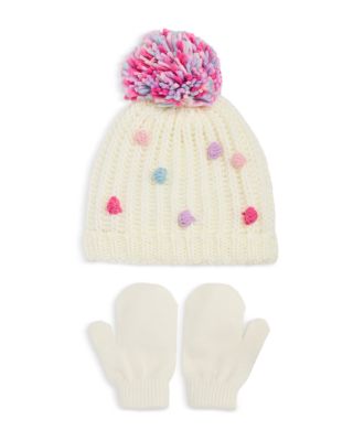 Girls' All Over Poms Iceland Pom Hat & Mitten Set - Baby