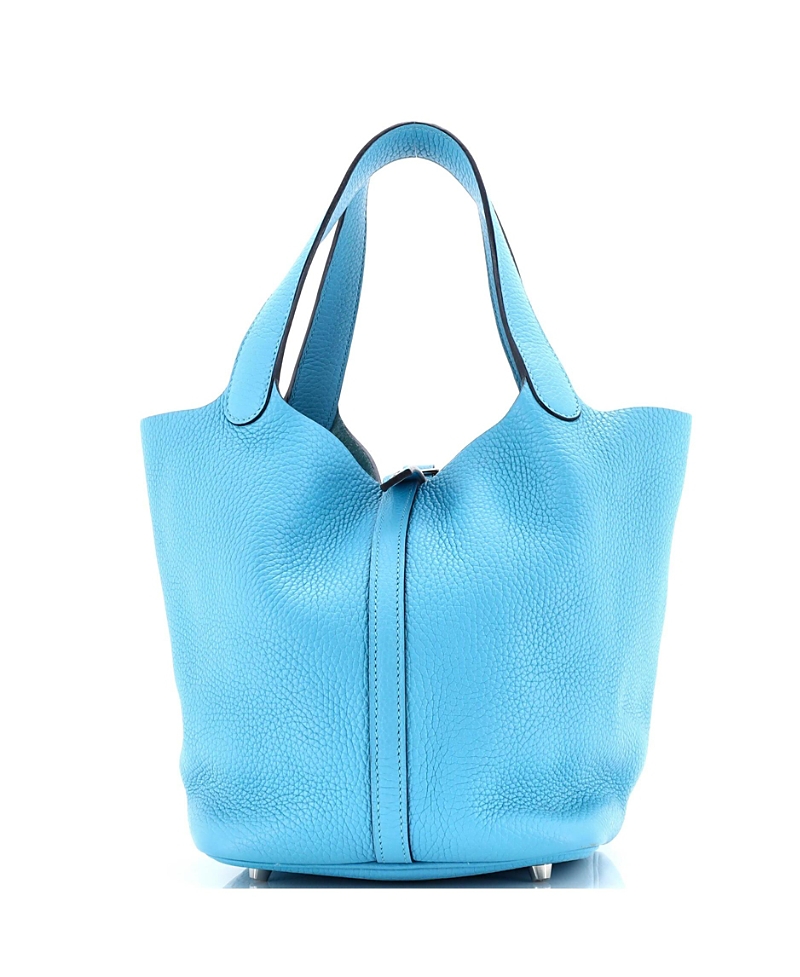 Pre-owned Pre-owned Hermes Hermes Mm Picotin Lock Bag Clemence In Blue