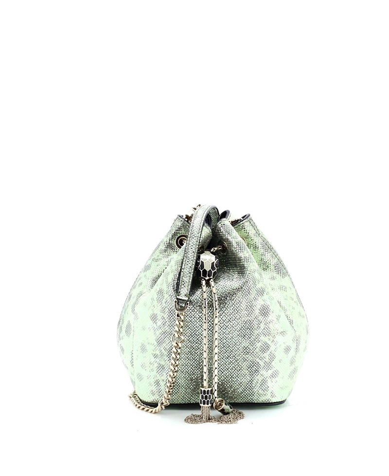 Pre-owned Pre-owned Bvlgari Bvlgari Mini Serpenti Forever Bucket Bag Karung In Green