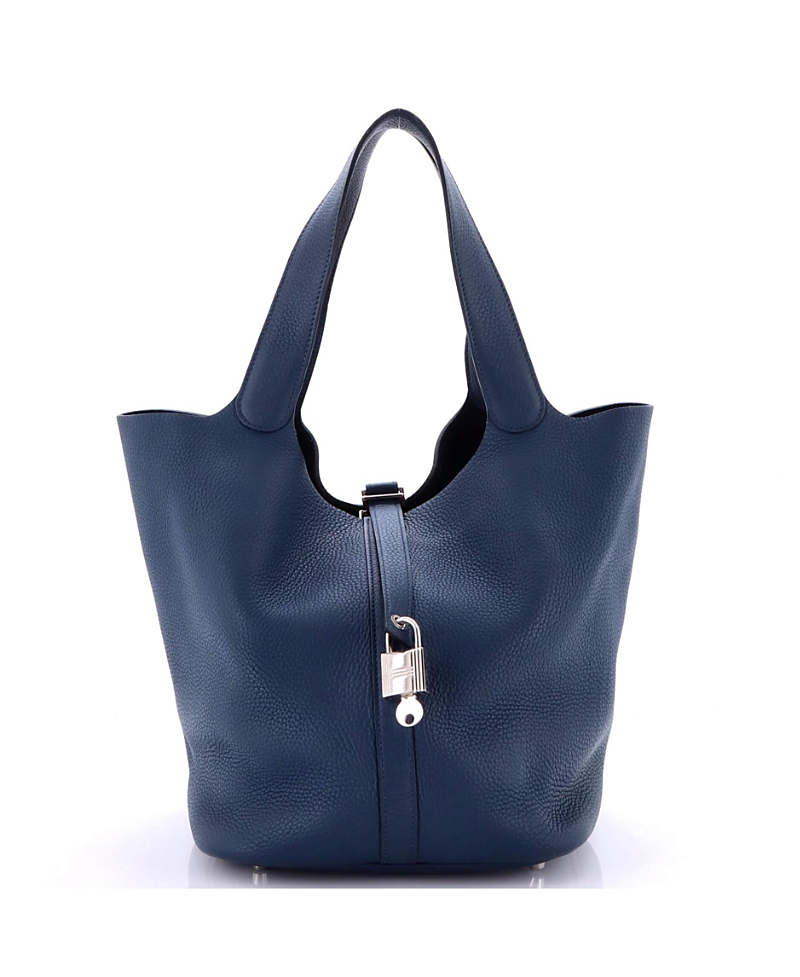 Pre-owned Pre-owned Hermes Hermes Mm Picotin Lock Bag Clemence In Blue