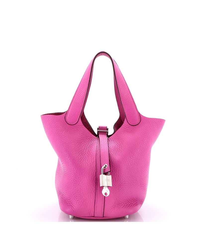 Pre-owned Pre-owned Hermes Hermes Pm Picotin Lock Bag Clemence In Pink