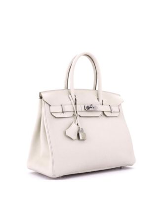 Birkin 30 Handbag Light Clemence with Palladium Hardware