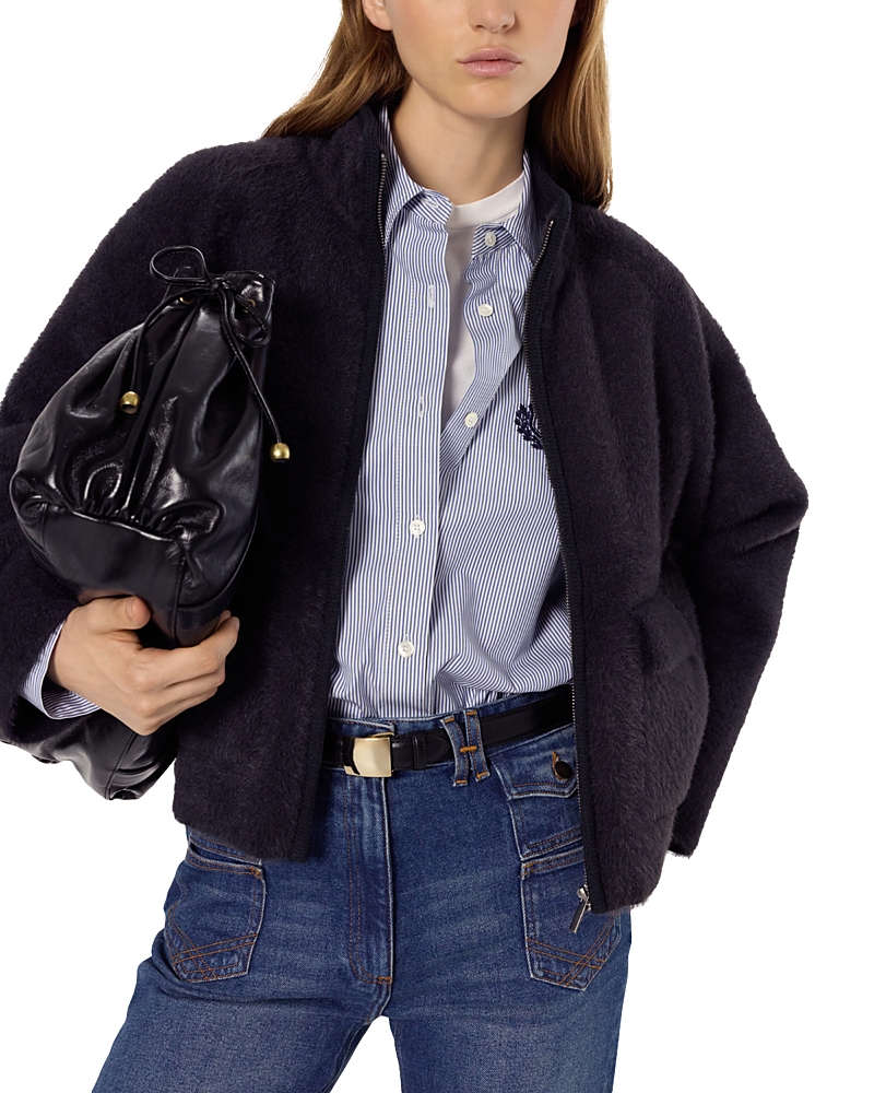 Gerard Darel Elvira Zip Cardigan In Gray