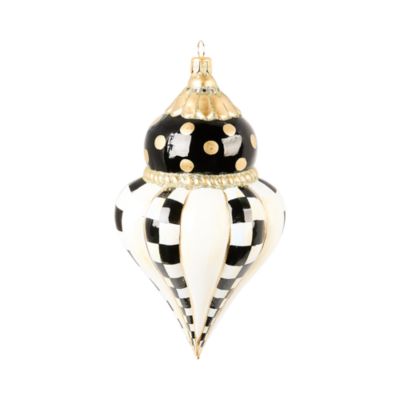 Courtly Noel Fluted Drop Glass Ornament