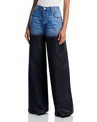 Surge High Rise Wide Leg Jeans With Partial Coating in Vintage Marbled Blue