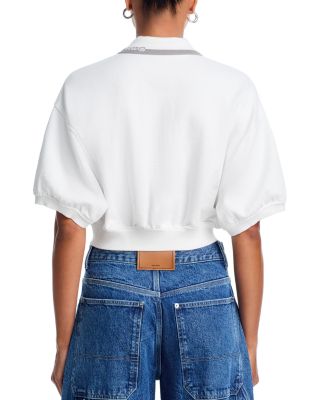 Relaxed Cropped Cinched Polo Top 