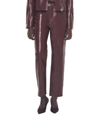 Cindy Recycled Leather Slim Jeans in Port Wine