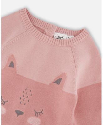 Girls' Knitted Bi-Color Cat Romper - Baby