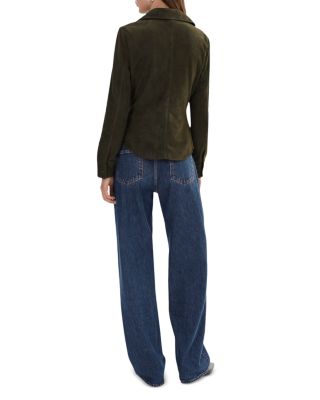 Ruched Collared Suede Shirt