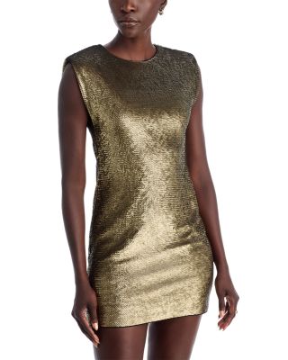 Extended Shoulder Sequin Mini Dress