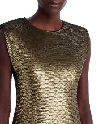 Extended Shoulder Sequin Mini Dress