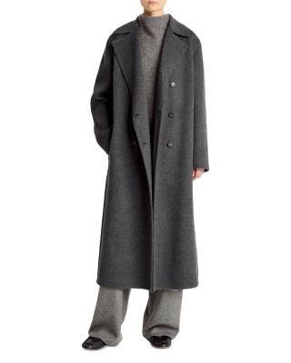 Double Breasted Long Wool-Blend Coat