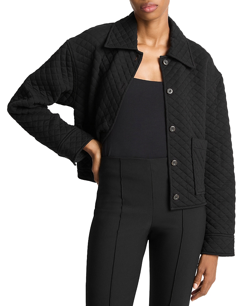 Vince Cotton Blend Quilted Jacket In Black