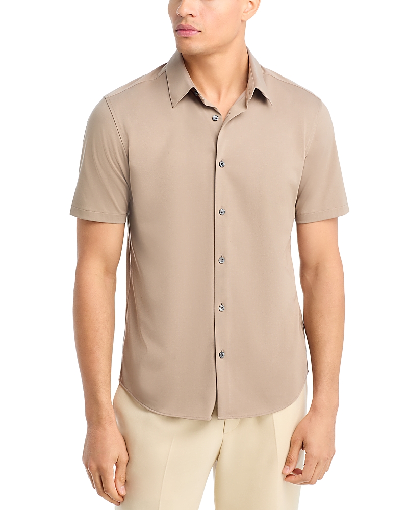 Theory Irving Short-sleeve Shirt In Structure Knit In Brown