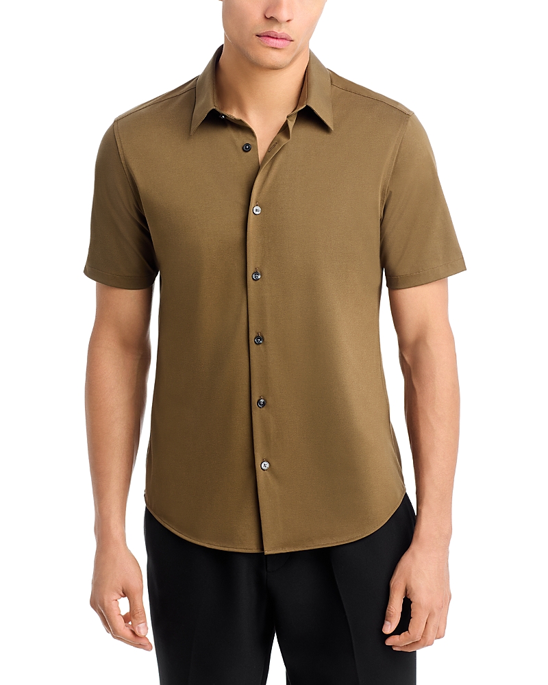 Theory Irving Short-sleeve Shirt In Structure Knit In Green