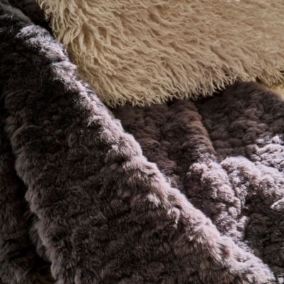 Sheepskin Decorative Pillow &amp; Throw Blanket - Exclusive