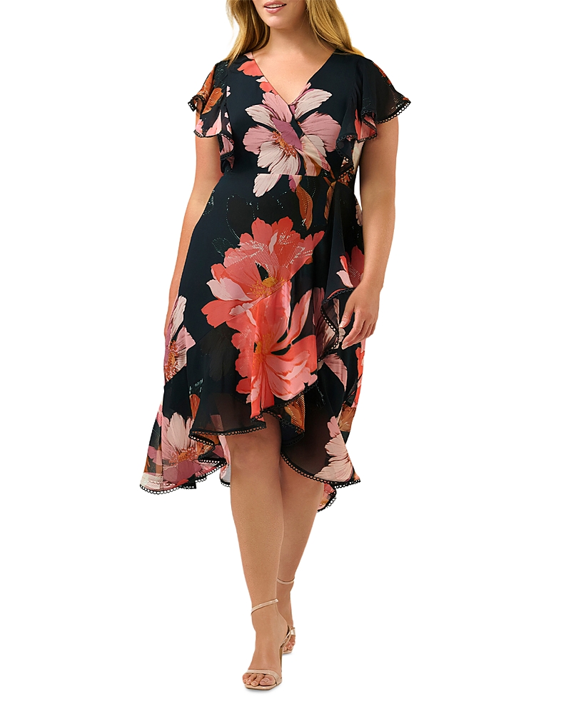 Estelle Plus Elena Wrap Front Dress In Black