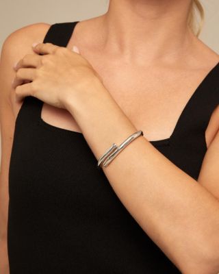 Sterling Silver-Plated Tubular Shaped Bangle Bracelet
