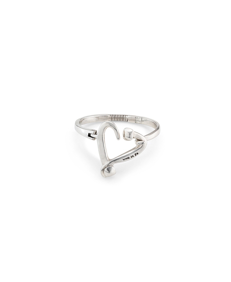 Unode50 Sterling Silver Plated With Nailed Heart Visible Spring Bracelet In Metallic