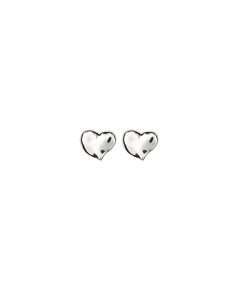 Unode50 Sterling Silver-plated Medium Sized Heart Shaped Earrings In Metallic