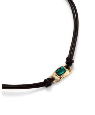  Green Crystal Leather Necklace